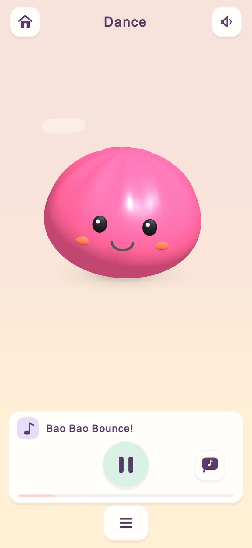Bao Squish Dance player with the included song, friendly character and simple playback controls.